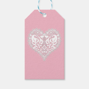 Lace red heart leaves floral lacy Valentines Day r Gift Tags