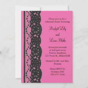 Lace Rehearsal Dinner (fuchsia) Invitation