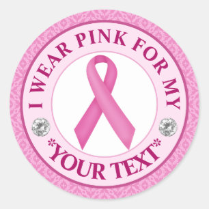 Lace Ribbon Breast Cancer Awareness Design Classic Round Sticker
