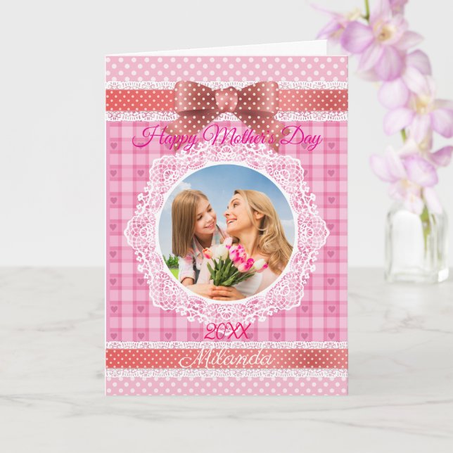 Lace Ribbon Happy Mother’s Day Card (Orchid)