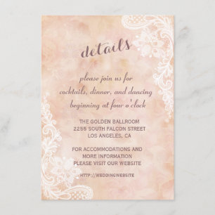 Lace Roses Old Paper Wedding Details Reception Enclosure Card
