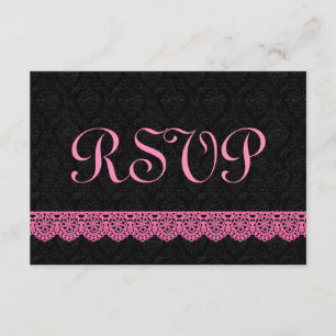 Lace RSVP Response Card V16 PINK and BLACK