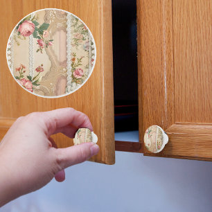 Lace Runs Through Roses Ceramic Knob