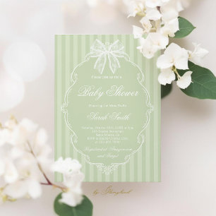 Lace Sage Green Baby Shower Invitation