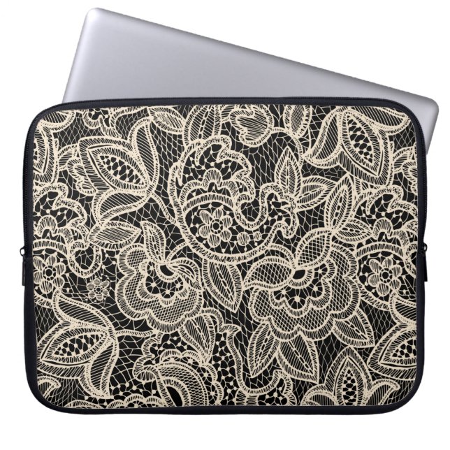 Lace seamless pattern laptop sleeve (Front)