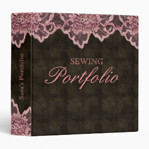 Lace Sewing Binder Portfolio Brown Pink Peach