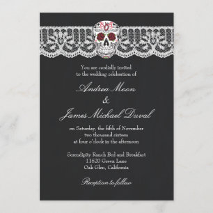 Lace Sugar Skull Chalkboard Mariage Invitations
