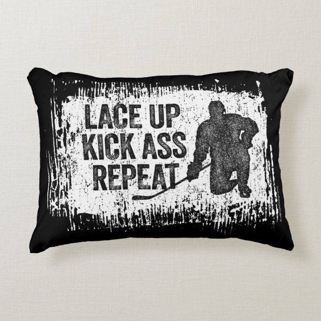Lace Up. Repeat. (hockey) Accent Pillow (Front)