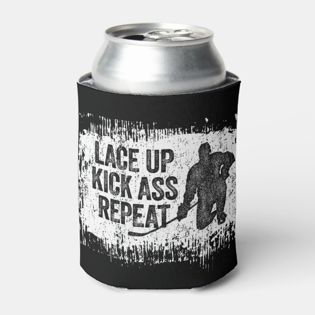 Lace Up. Repeat. (hockey) Can Cooler (Can Front)