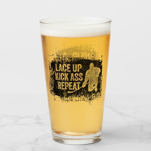 Lace Up. Repeat. (hockey) Glass (Front Filled)