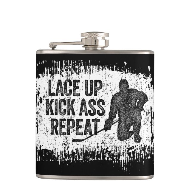 Lace Up. Repeat. (hockey) Hip Flask (Front)