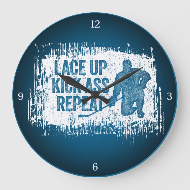 Lace Up. Repeat. (hockey) Large Clock (Front)