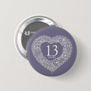 Lace wedding anniversary 13 years  2 inch round button