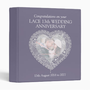 Lace wedding anniversary 13th photo folder binder