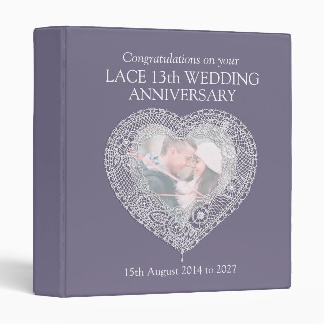 Lace wedding anniversary 13th photo folder binder (Front/Spine)