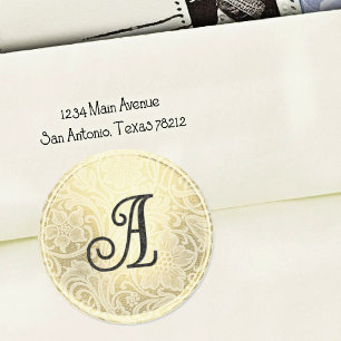 Lace Wedding Envelope Seal Gold Black Monogram