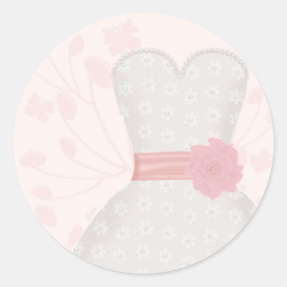 Lace Wedding Gown and Butterfly Classic Round Sticker