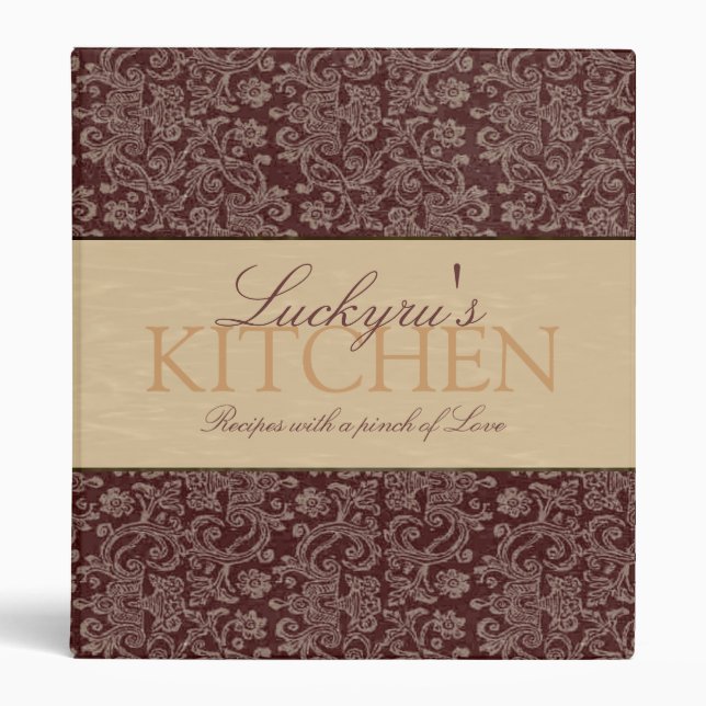 Lace with Hazelnut Ribbon Recipe Binder (Front)