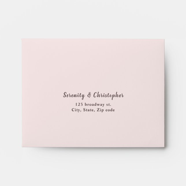 Lace wood blush glitter liner rustic wedding RSVP Envelopes (Front)