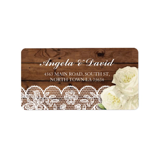 Lace Wood Floral Rustic Elegant Address Labels (Front)