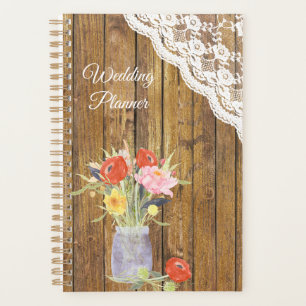 Lace Wood Mason Jar Floral Wedding Planner