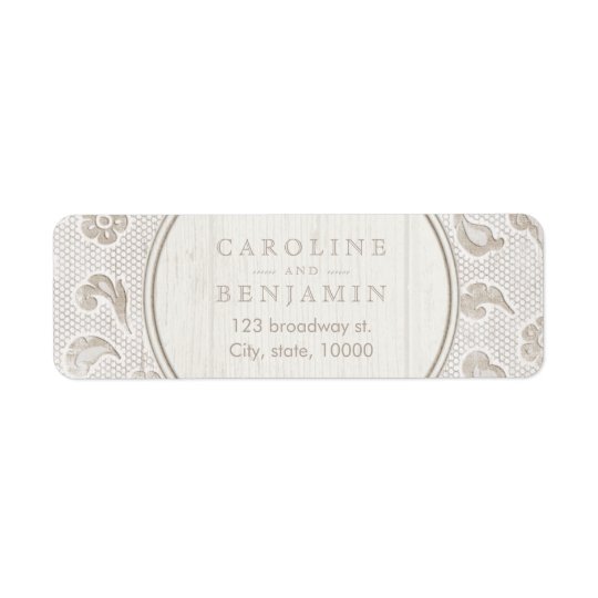 Lace wood rustic country wedding return address return address label