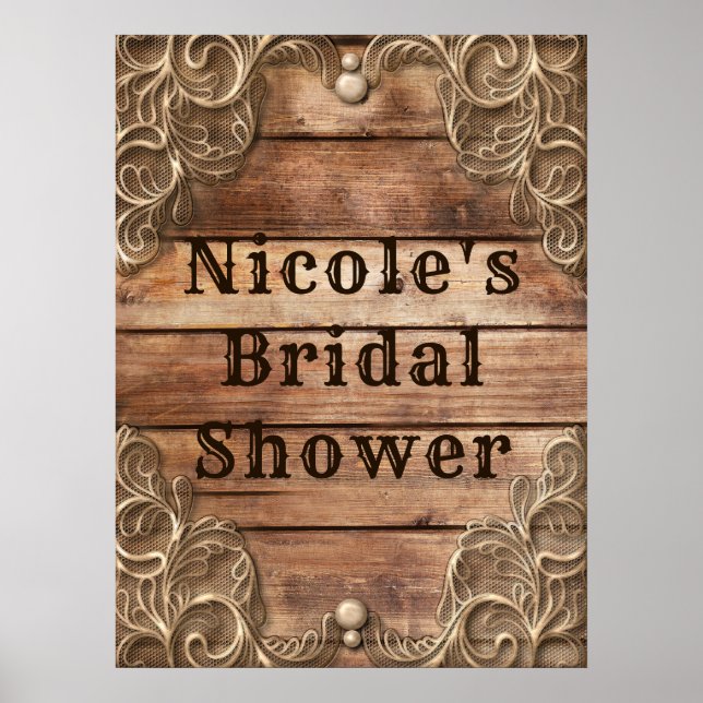 Lace Wood Rustic Vintage Western Elegant Banner Poster (Front)