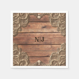 Lace Wood Rustic Vintage Western Elegant Wedding Napkin