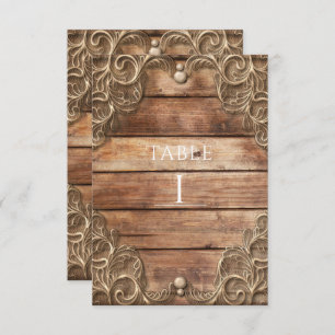 Lace Wood Rustic Vintage Western Table Number