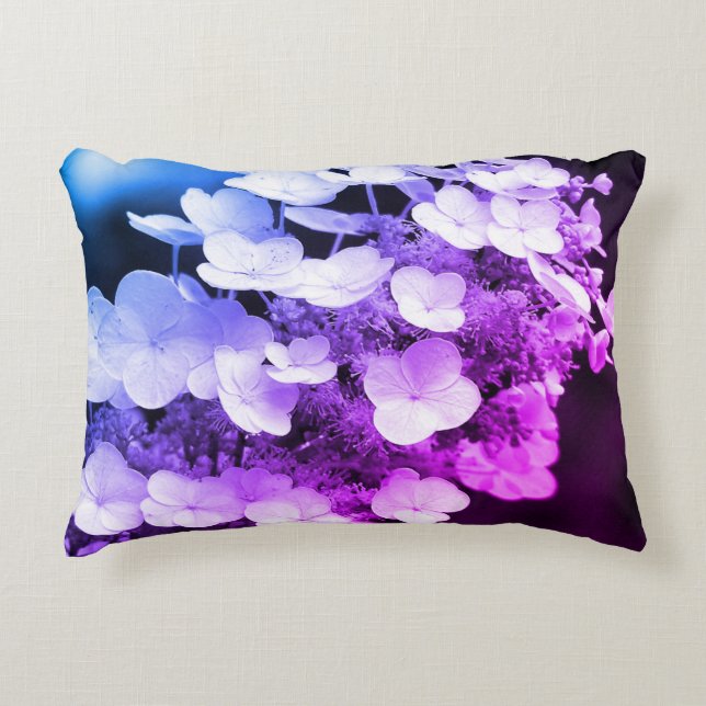 Lacecap Hydrangea Black And White Colour Tint  Accent Pillow (Front)