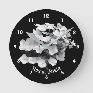 Lacecap Hydrangea Flower Personalized Round Clock