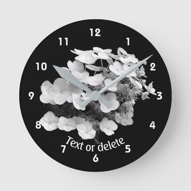 Lacecap Hydrangea Flower Personalized   Round Clock (Front)