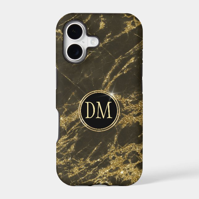Laced Gold Glitter Monogram on Black (Back)