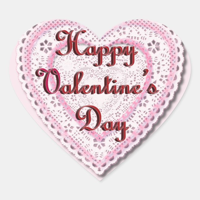 Laced Heart Valentine's Day Heart Sticker (Front)