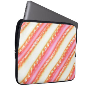Lacelike on wide stripes in silky pink to beige    laptop sleeve