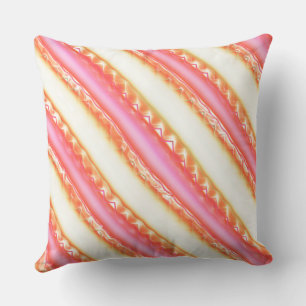 Lacelike on wide stripes in silky pink to beige throw pillow