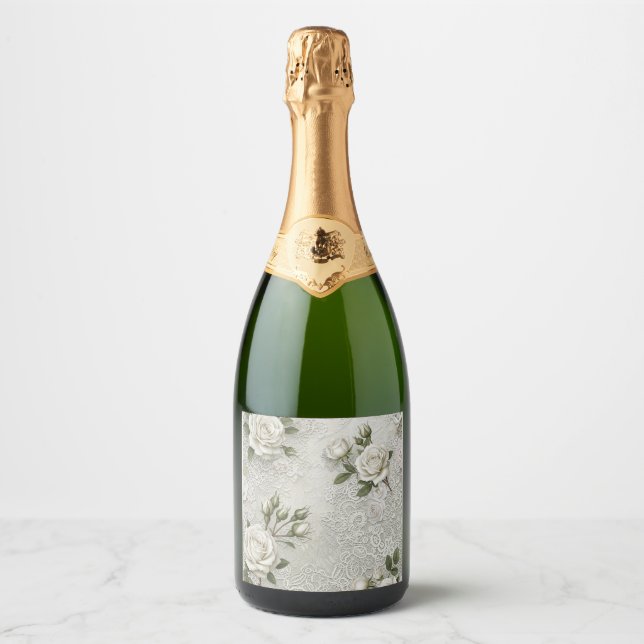 laces and roses champagne bottle label (Front)