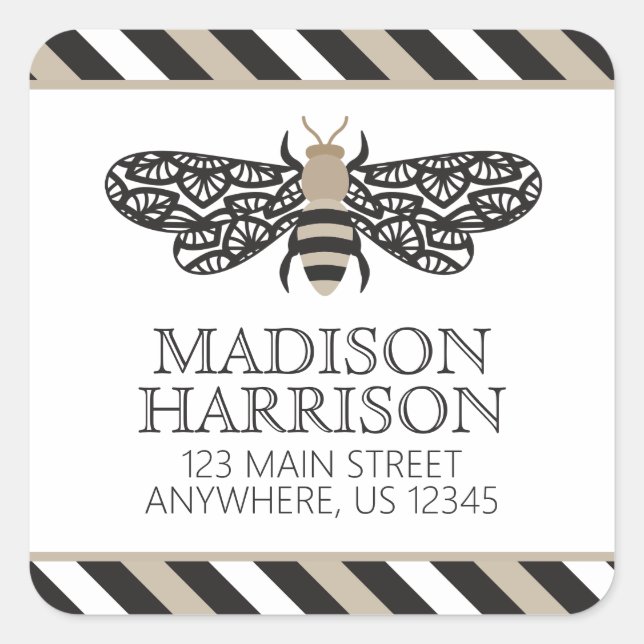 Lacewing Bee Personalized Return Address Labels (Front)