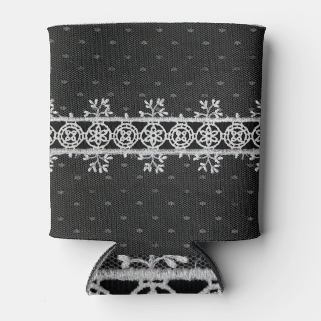 Lacework Line on Black. Can Cooler (Front)