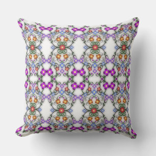 Lacey Look of Flowers on Vines Pattern Throw Pillow