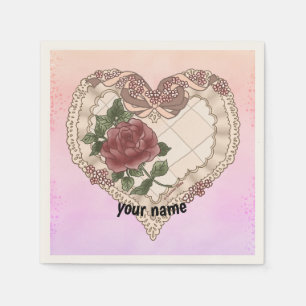 Lacey Ribbon Heart  wedding napkins