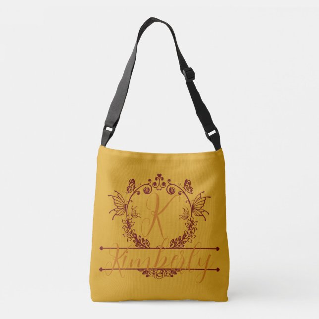 "Lacey Sunshine" Customizable Monogram  Crossbody Bag (Back)