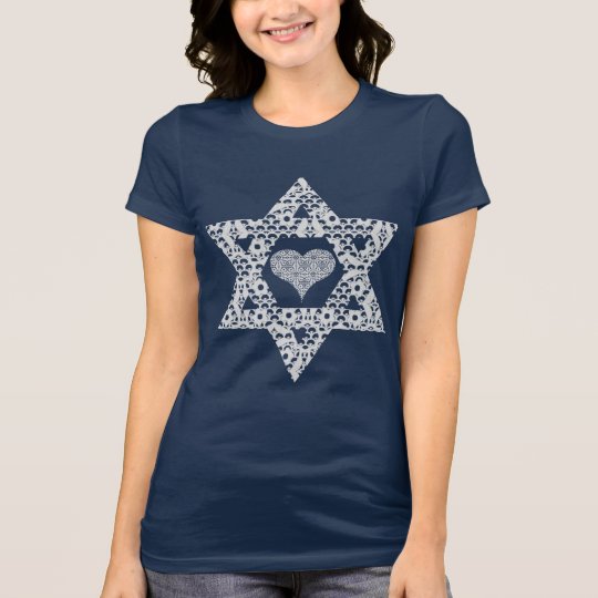 Lacey White Star of David with Hearts T-Shirt
