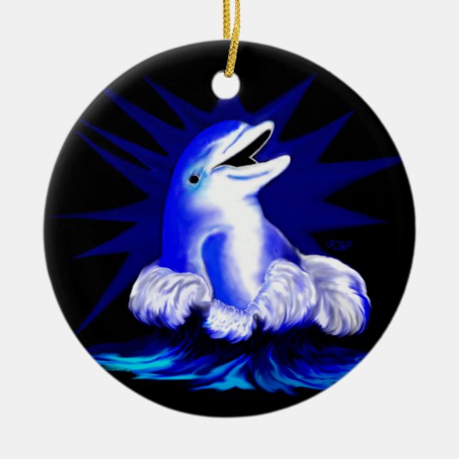 Lachender Delfin Ceramic Ornament (Front)