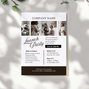 lack and White Professional Company Launch Party Invitation