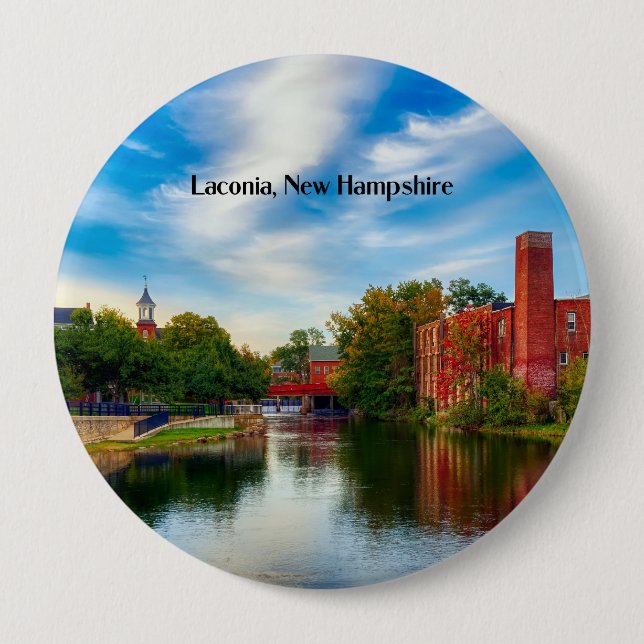 Laconia, New Hampshire, scenic landscape 4 Inch Round Button (Front)