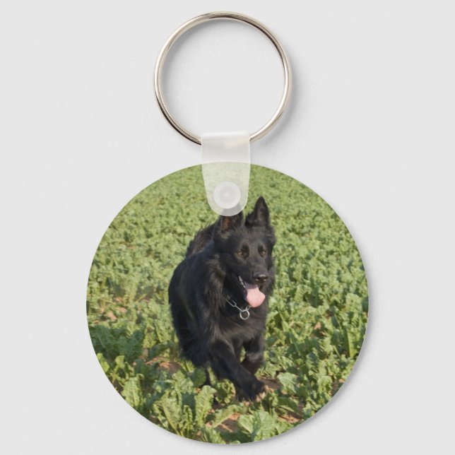 Lacquer Black German Shepherd Keychain (Front)