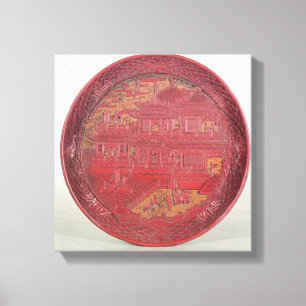 Lacquer dish, carved canvas print