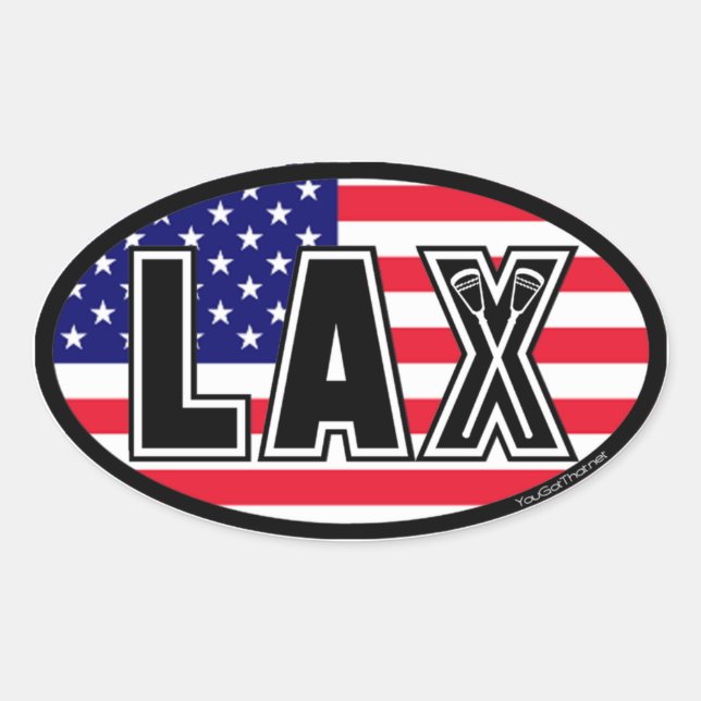Lacrosse America Lax Flag Oval Sticker (Front)