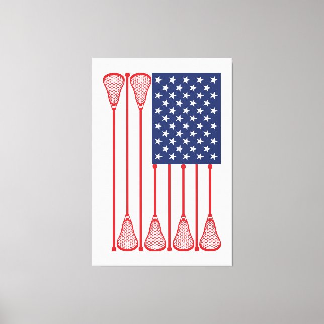 Lacrosse American Flag Art Canvas Print (Front)